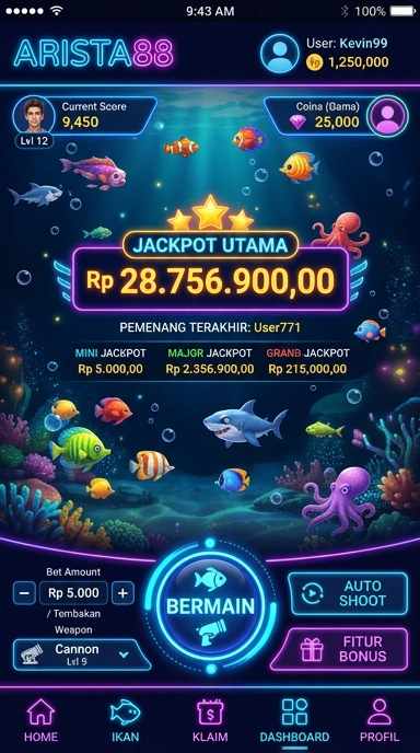 Screenshot antarmuka pengguna arista88 yang memudahkan navigasi.